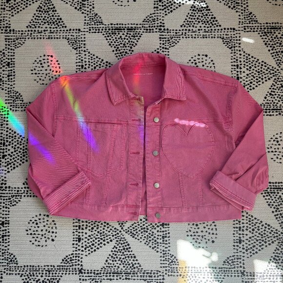 Plus Sized Pink Denim Jacket - Picture 1 of 7